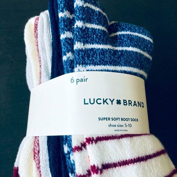 NWT Lucky Brand 6-pk Super Soft Boot Socks - Picture 1 of 3